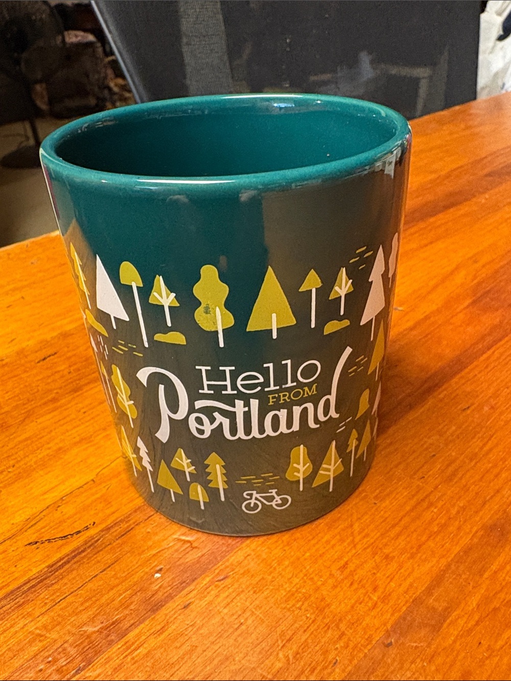 Hello From Portland Dark Green Ceramic Mug